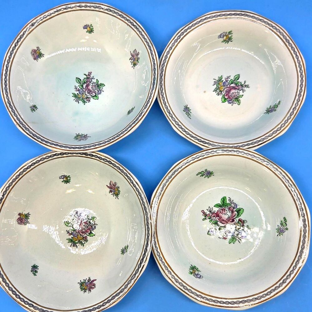 Adams Calyx Ware "NANKING" Set Of 2 Dessert And 2 Coupe Cereal Bowls 1969-1971